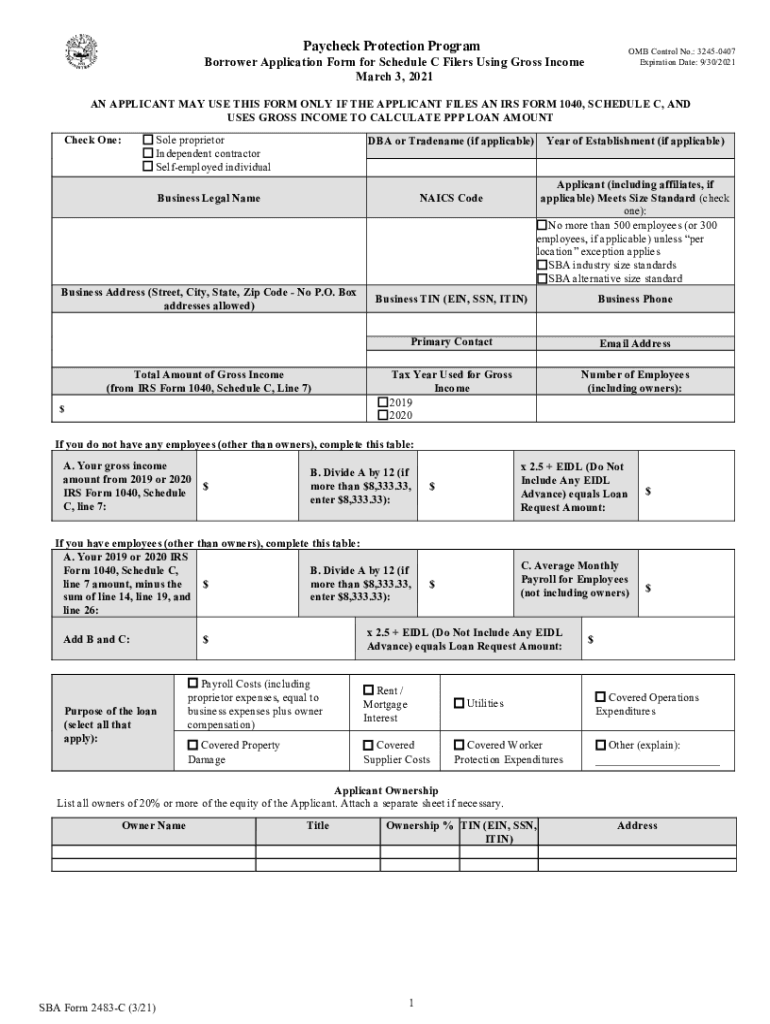 SBA Has Released New Borrower Application Form for Schedule C