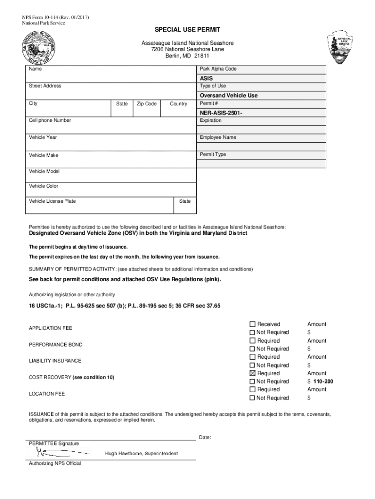 Assateague Osv Permit  Form