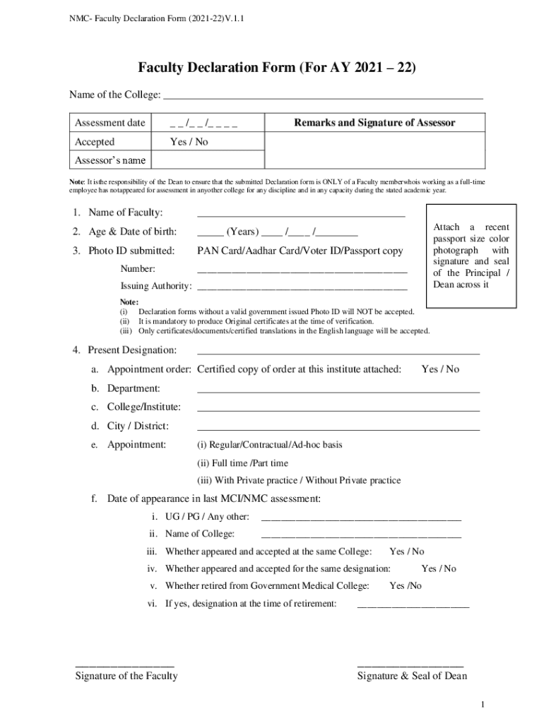Faculty Declaration Form 22