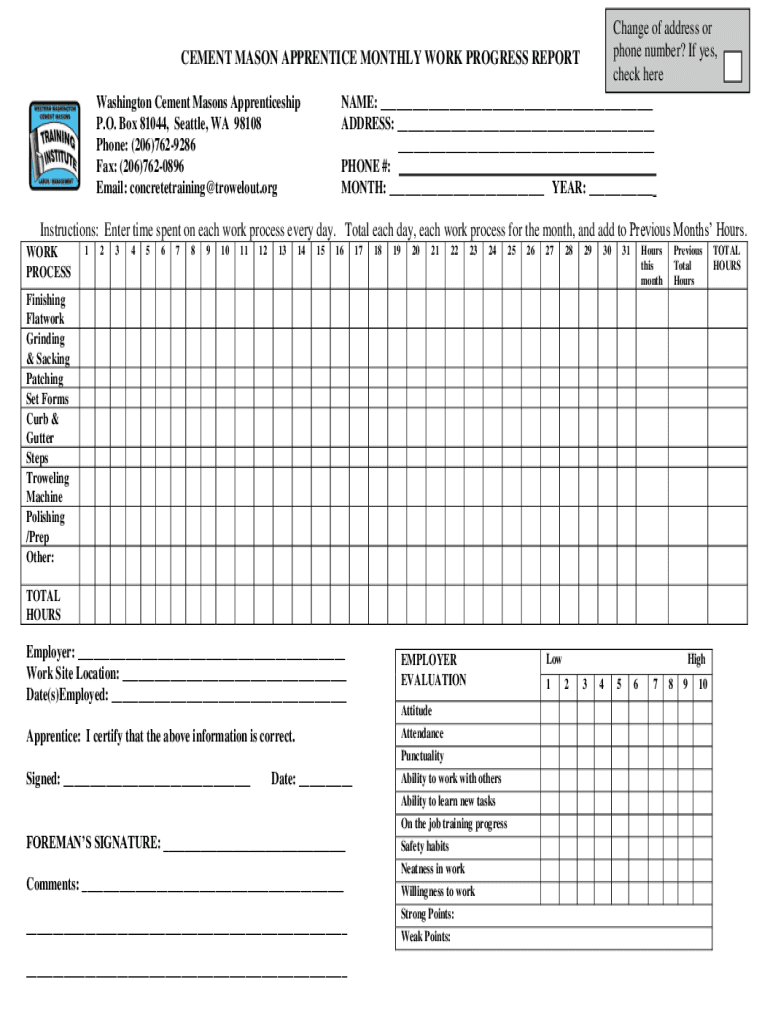 Progress Report PDF Templates JotForm