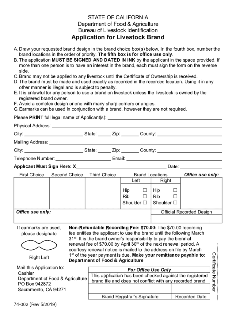  Ca Brand Registration 2019-2024