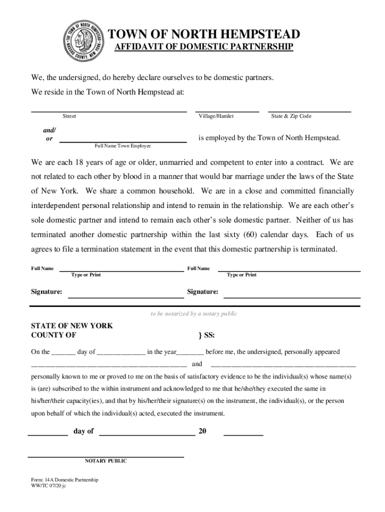 New York Domestic Partnership  Form