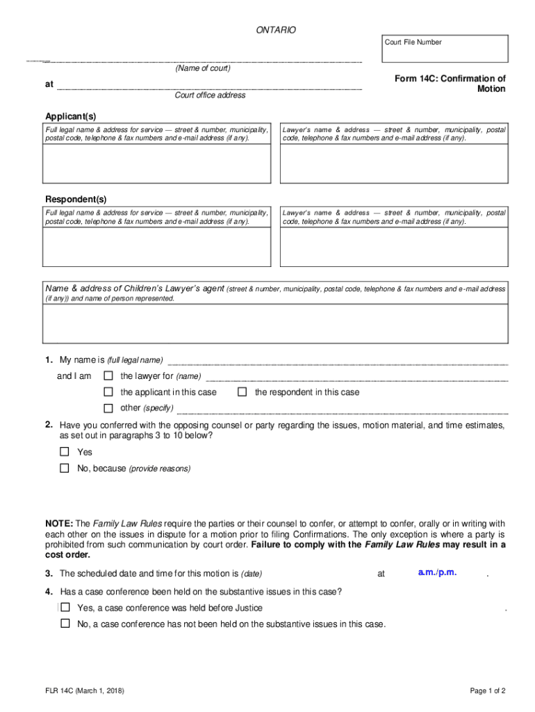 Form 14C Confirmation of