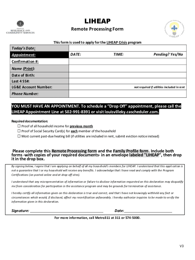 Liheap Remote Processing Form