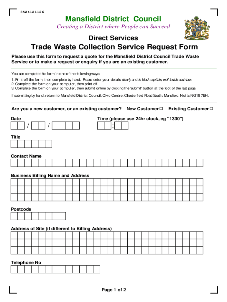 Waste Service Application FormMansfield Shire Council