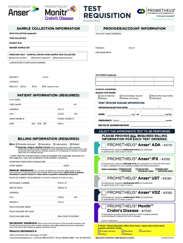 Prometheus Anser Test Requisition Form