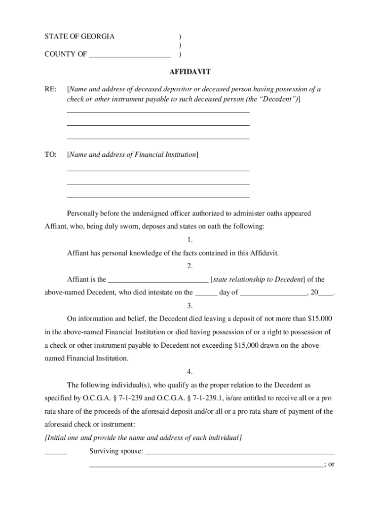 Requirements for Filing a Small Estate Affidavit in  Form