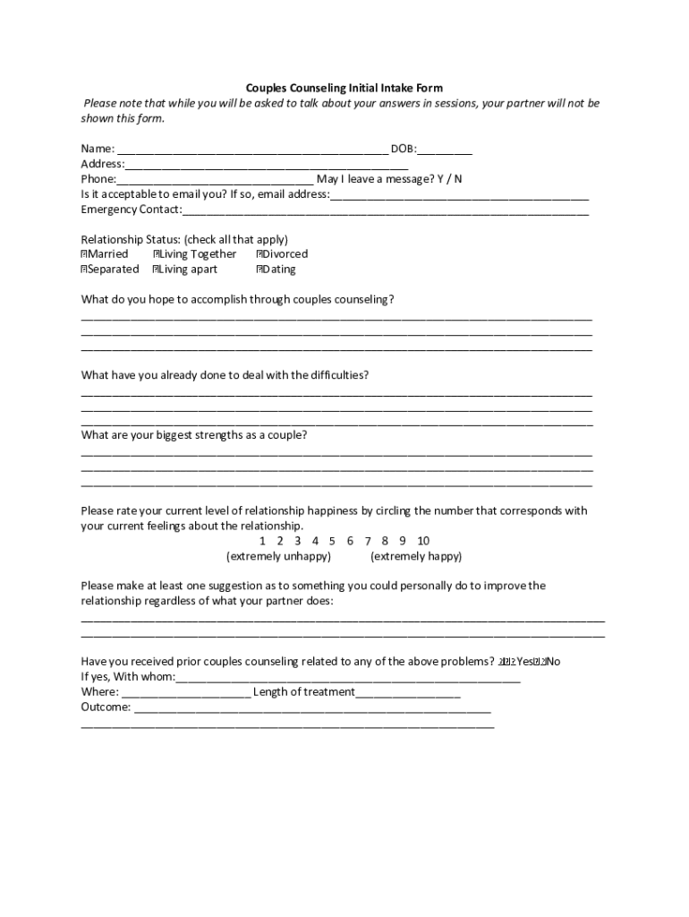 At Home Marriage Counseling Worksheets  Form