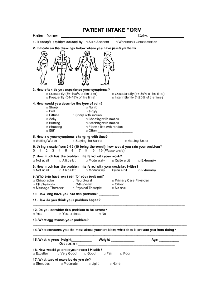 Patient Intake Form Salyer Chiropractic