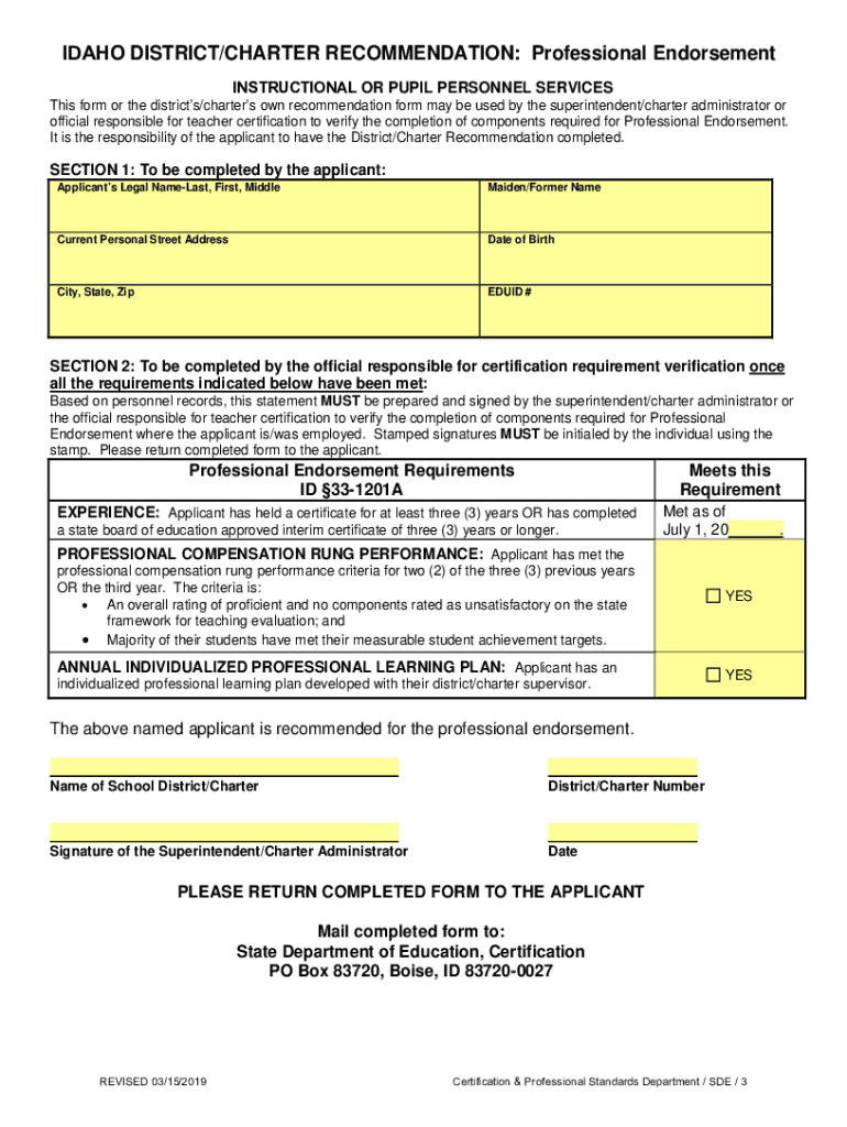 Get and Sign Career Ladder Guidance Idaho State Department of Education 2019 Form