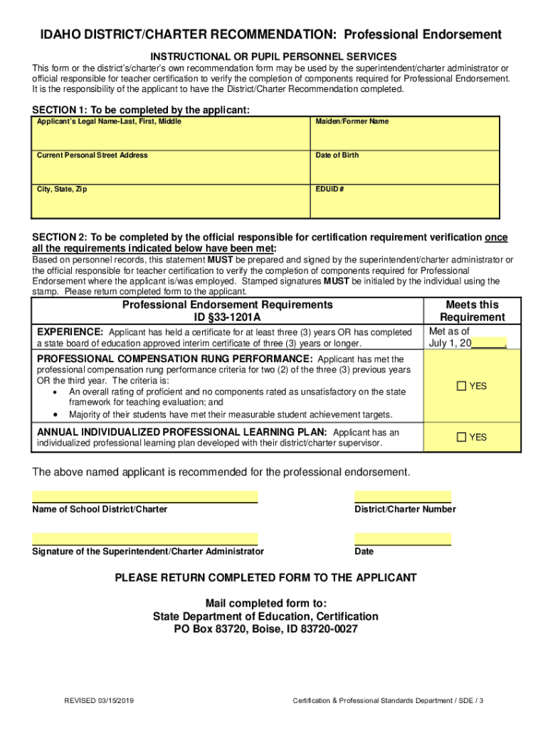  Career Ladder Guidance Idaho State Department of Education 2019