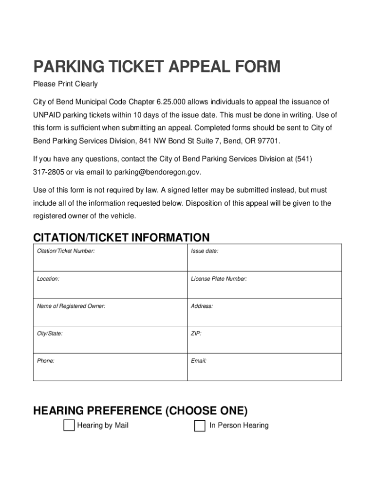 How to Write an Appeal Letter for Parking Ticket  Form