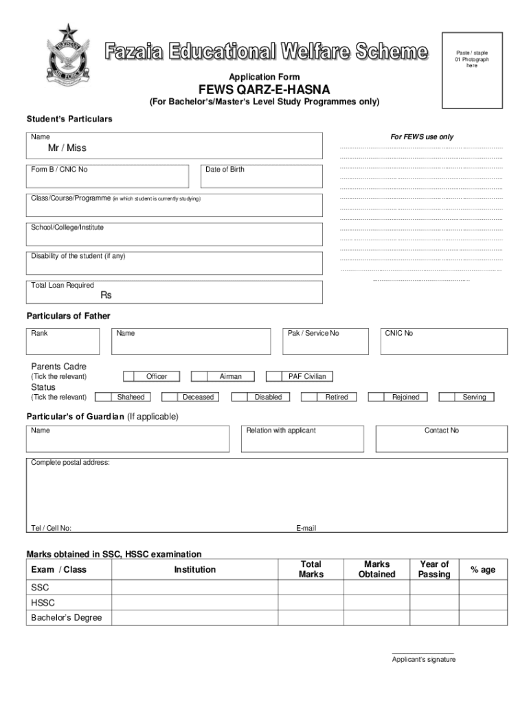 Fews Scholarship Form