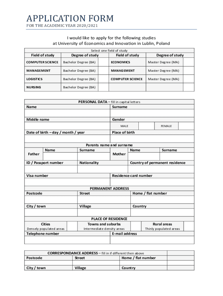 Wsei Application Form