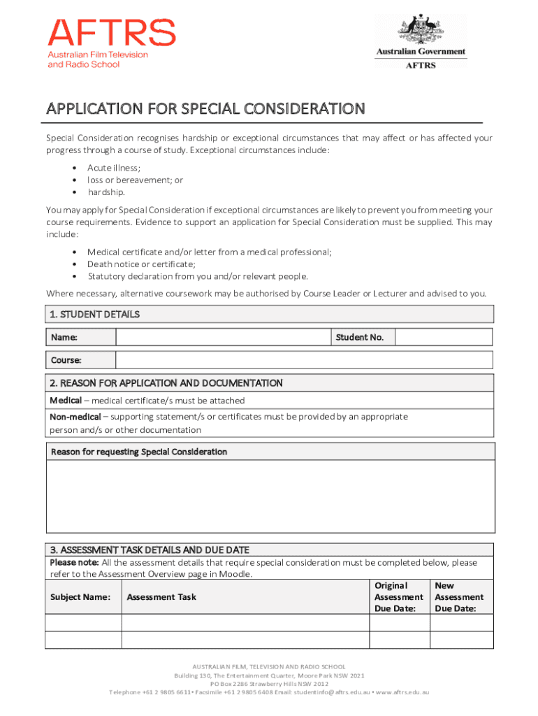 Film Television Radio School  Form