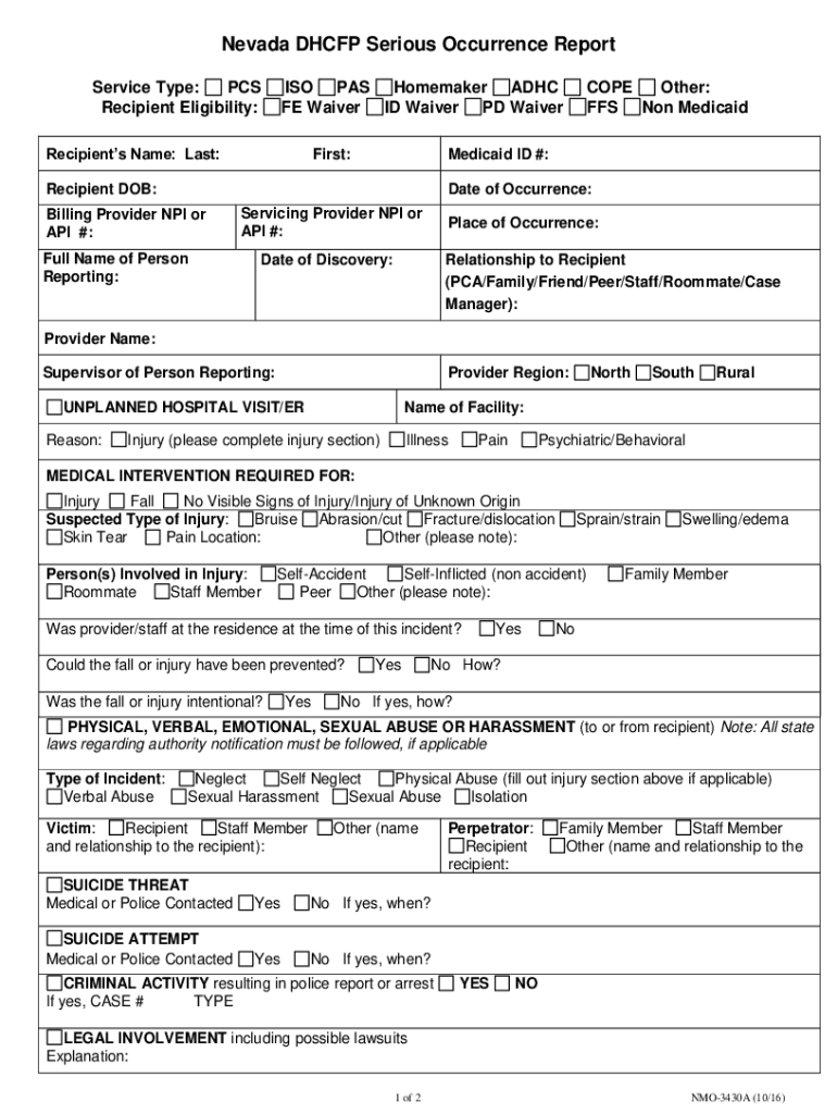  Form NMO 3430A Download Fillable PDF or Fill Online Nevada 2016