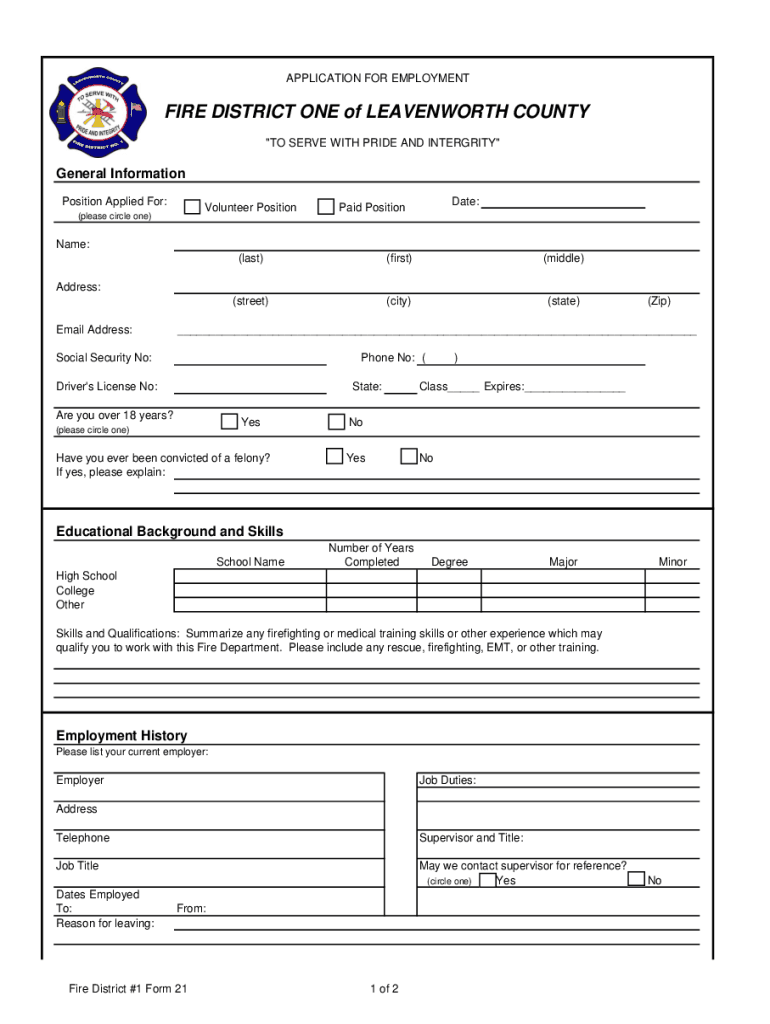 Leavenworth County Fire District #1  Form