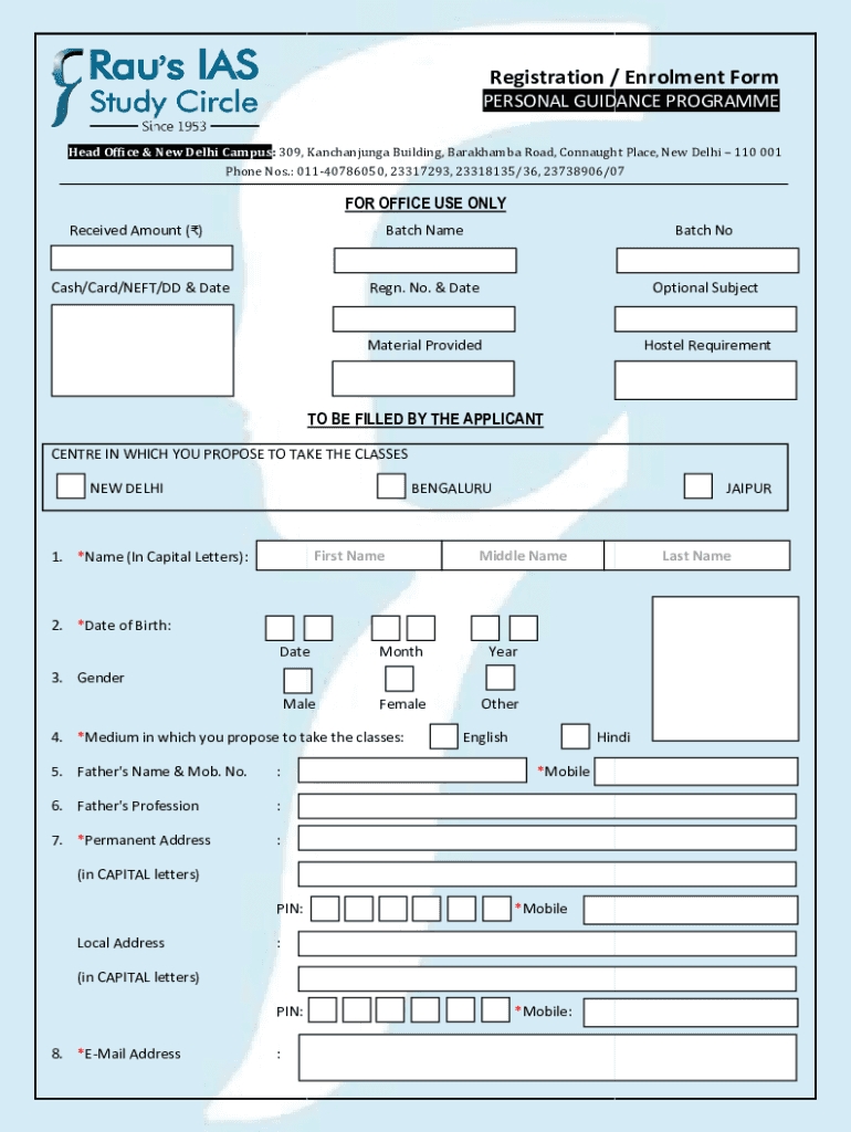 Rau&#039;s IAS Study Circle Delhi Admission, Courses, Fees Etc  Form