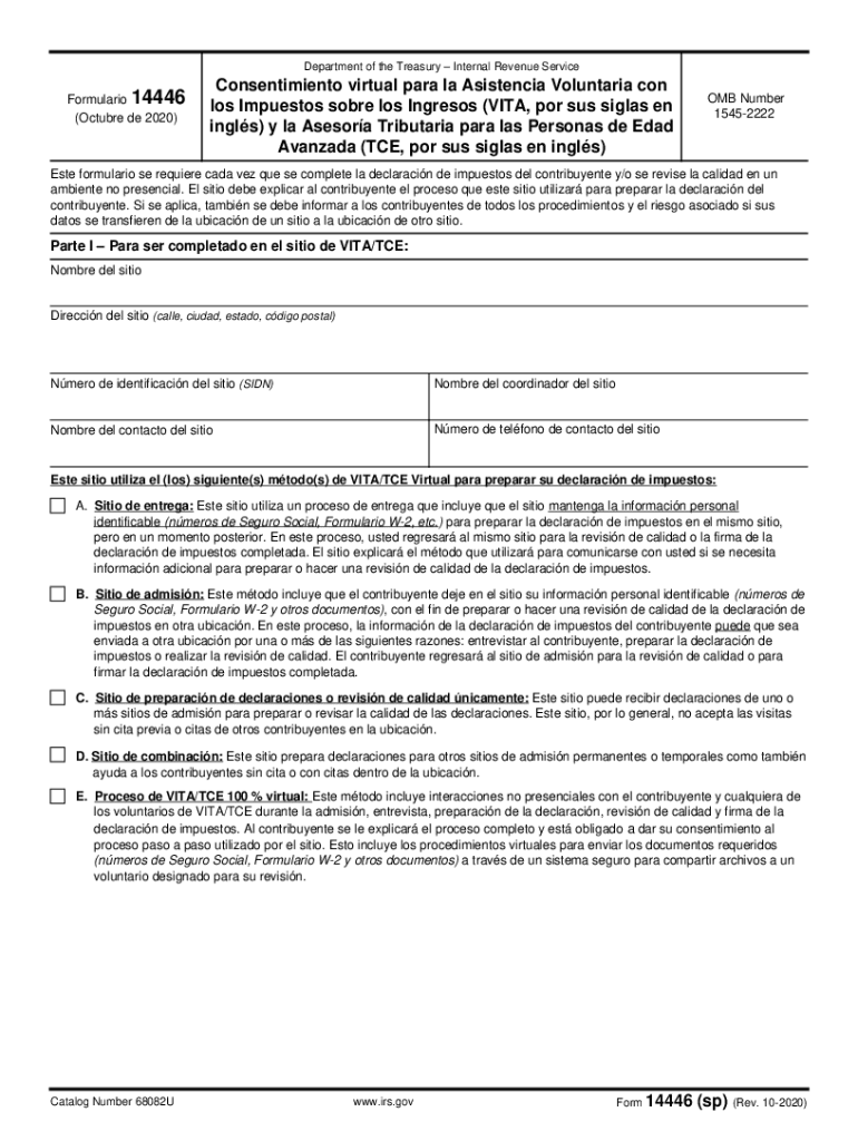  Form 14446 Sp Rev 10 Virtual VITATCE Taxpayer Consent Spanish Version 2020