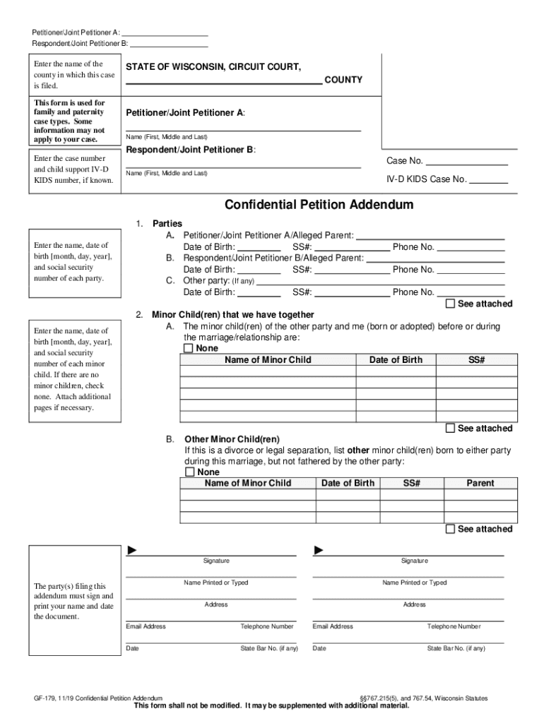  PDF Petition Legal Custody and Physical Placement Douglas County, WI 2019-2024