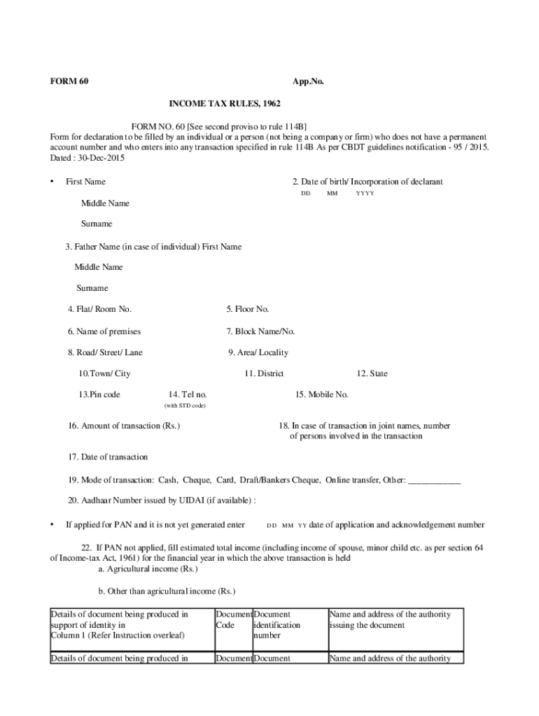  India Form 60 2015-2024