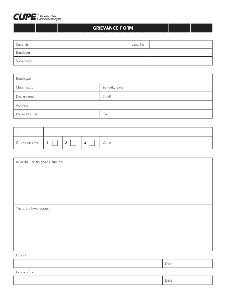 Employee's Grievance Letter Sample Template  Form