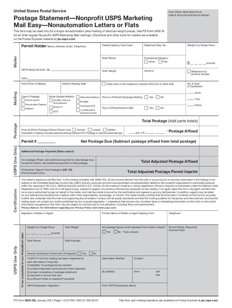 Fillable Online USPSPS3602 R Template Txt Fax Email Print  Form