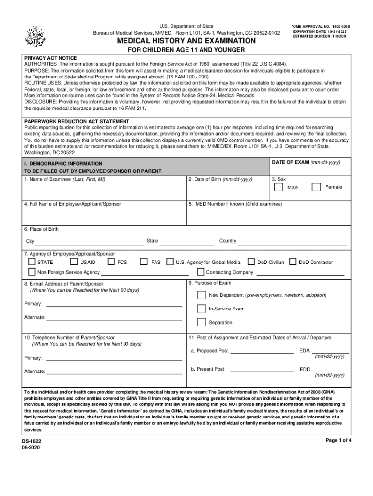Bureau of Medical Services U S Department of State  Form