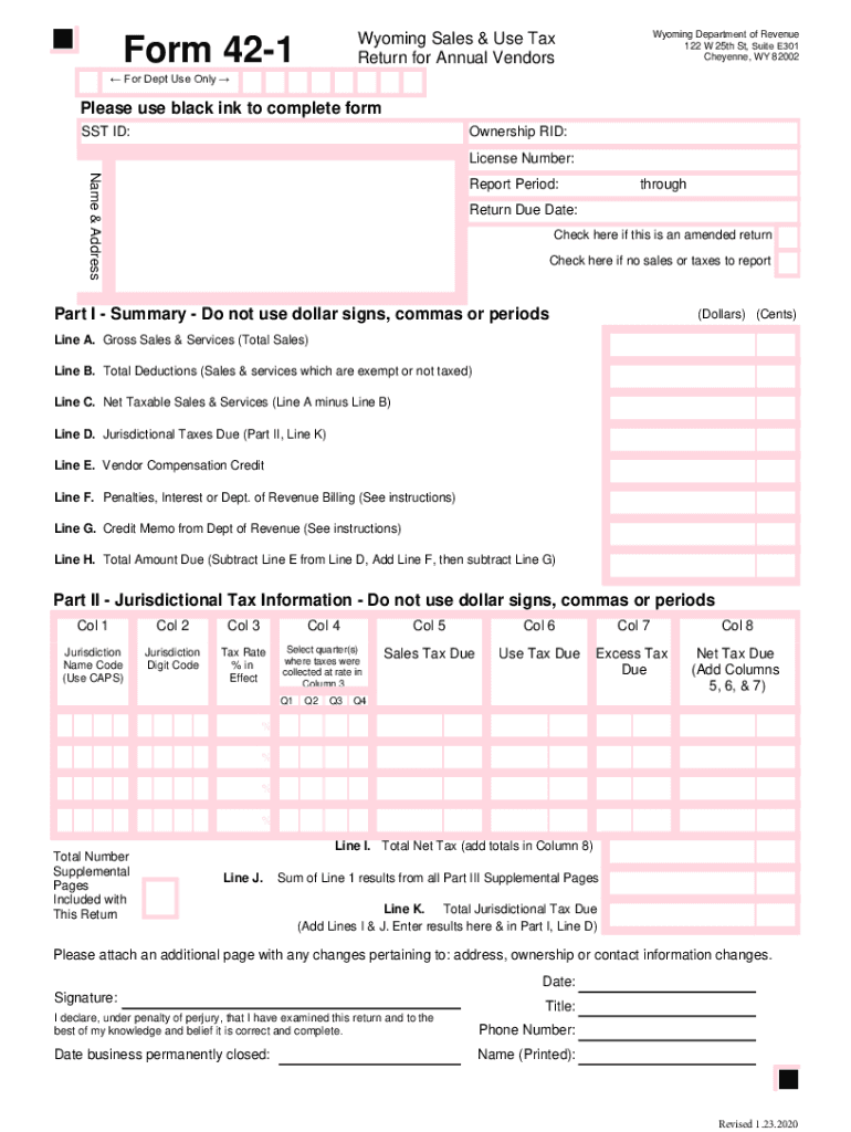 Wyoming Department of Revenue Cheyenne , WY Business Page  Form