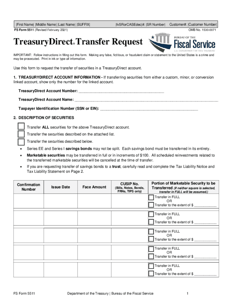 Get and Sign FS Form 5444 Revised February 1 071 TreasuryDirect Account 2021-2022