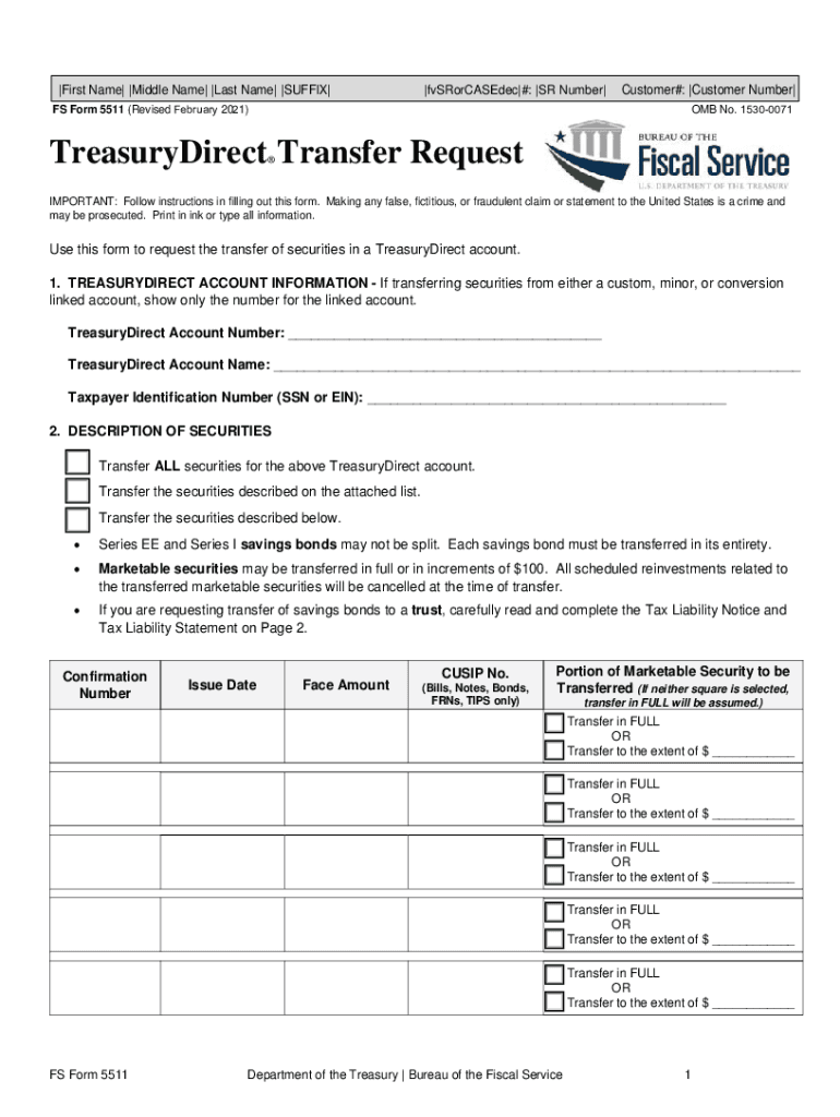  FS Form 5444 Revised February 1 071 TreasuryDirect Account 2021-2024