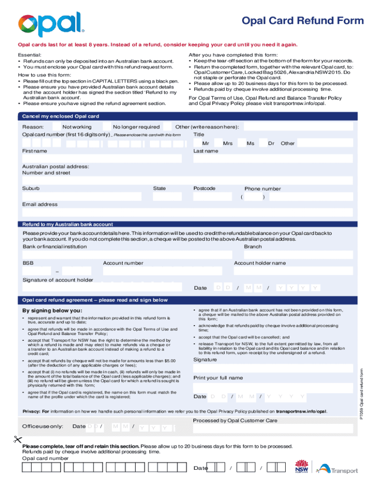 Opal Refund Form