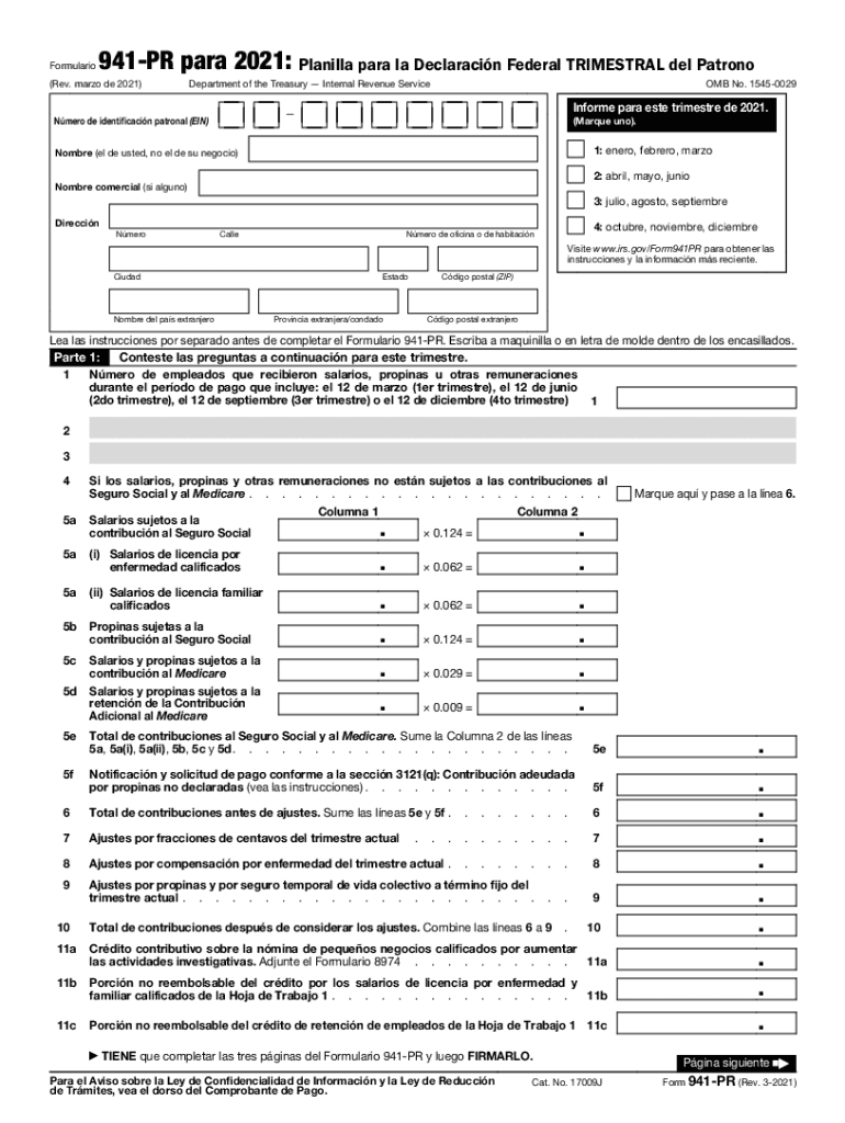 Form 941 PR Rev March Internal Revenue Service