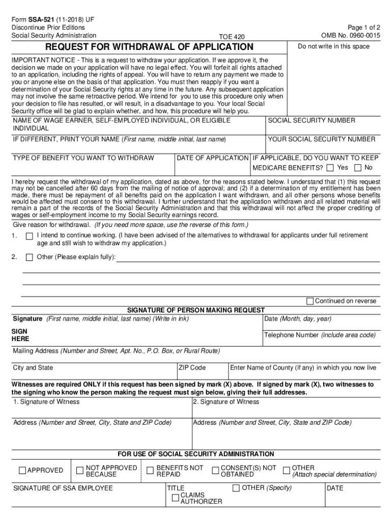 Fillable Form SSA 521 Printable PDF SampleFormSwift