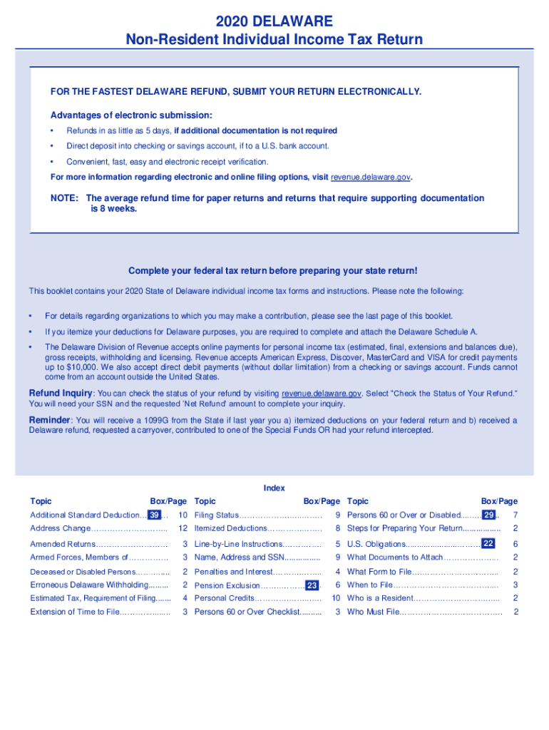  R DELAWARE INDIVIDUAL RESIDENT INCOME TAX RETURN FORM 200 01 2020