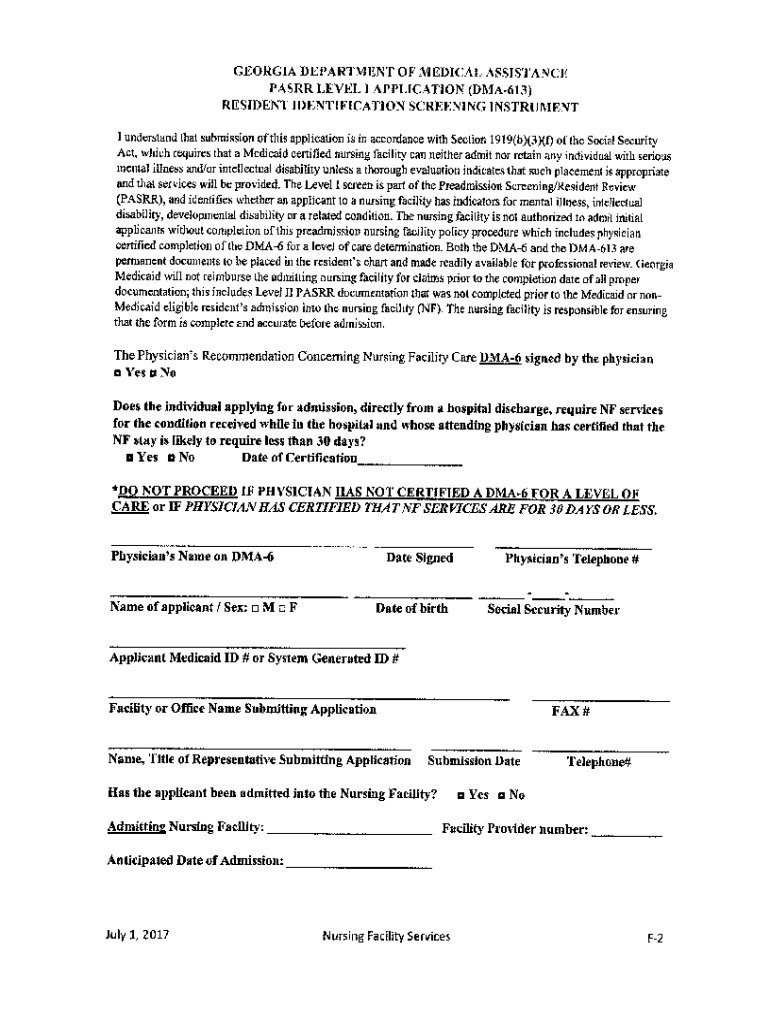  GEORGIA DEPARTMENT of MEDICAL ASSISTANCE PASRR LEV 2004