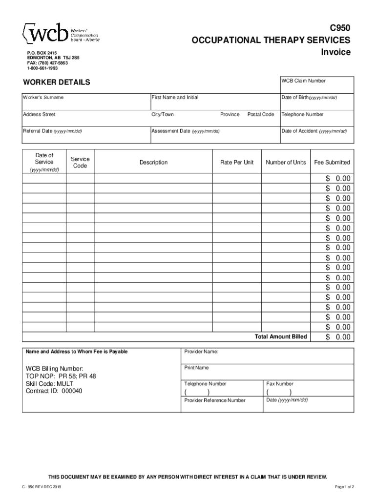 Fillable Online Wcb Ab PDF MEDICAL SUPPLIES INVOICE  Form