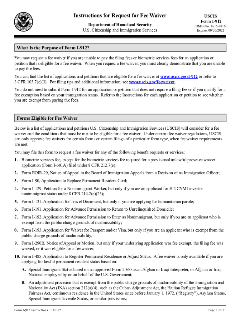 Form I 912 Instructions