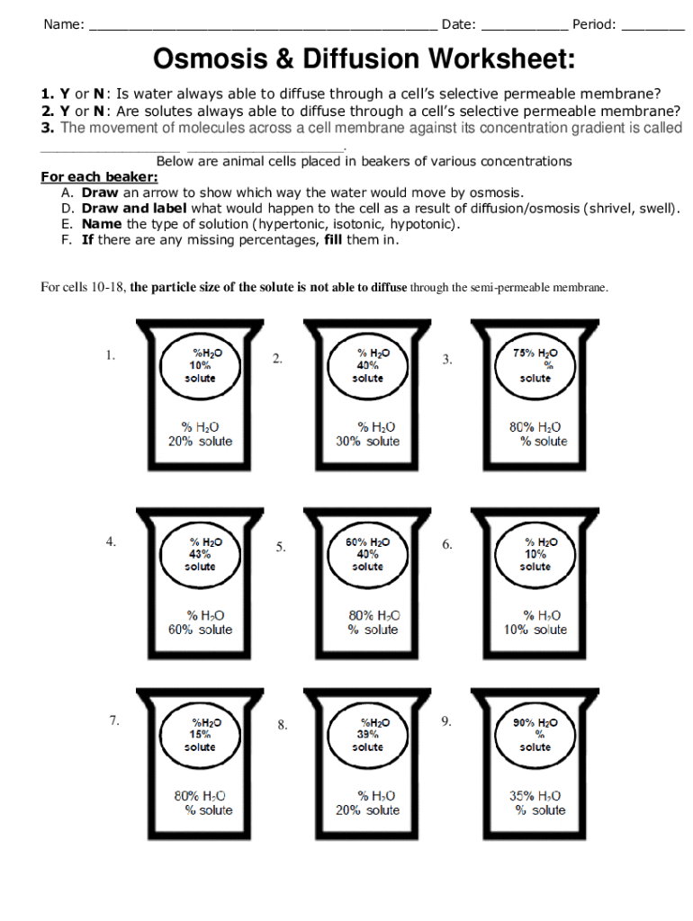 Osmosis Worksheet Answer Key Page 2  Form