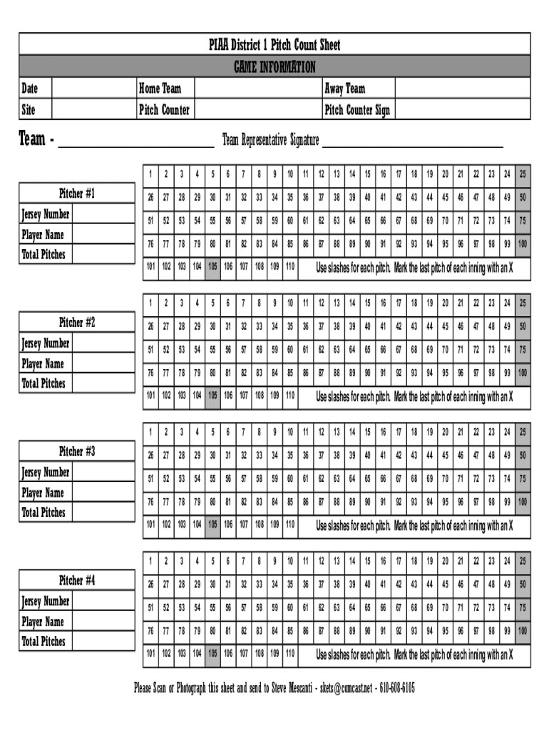 Pitch Count Sheet Indd  Form