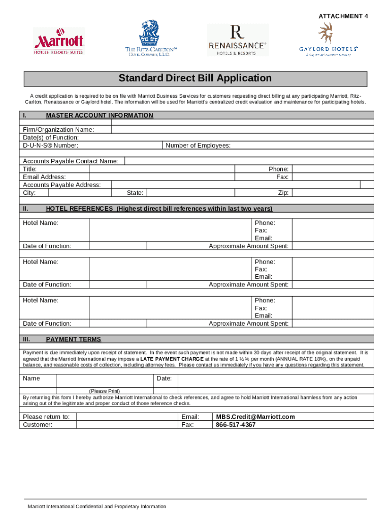 Direct Bill Application  Form