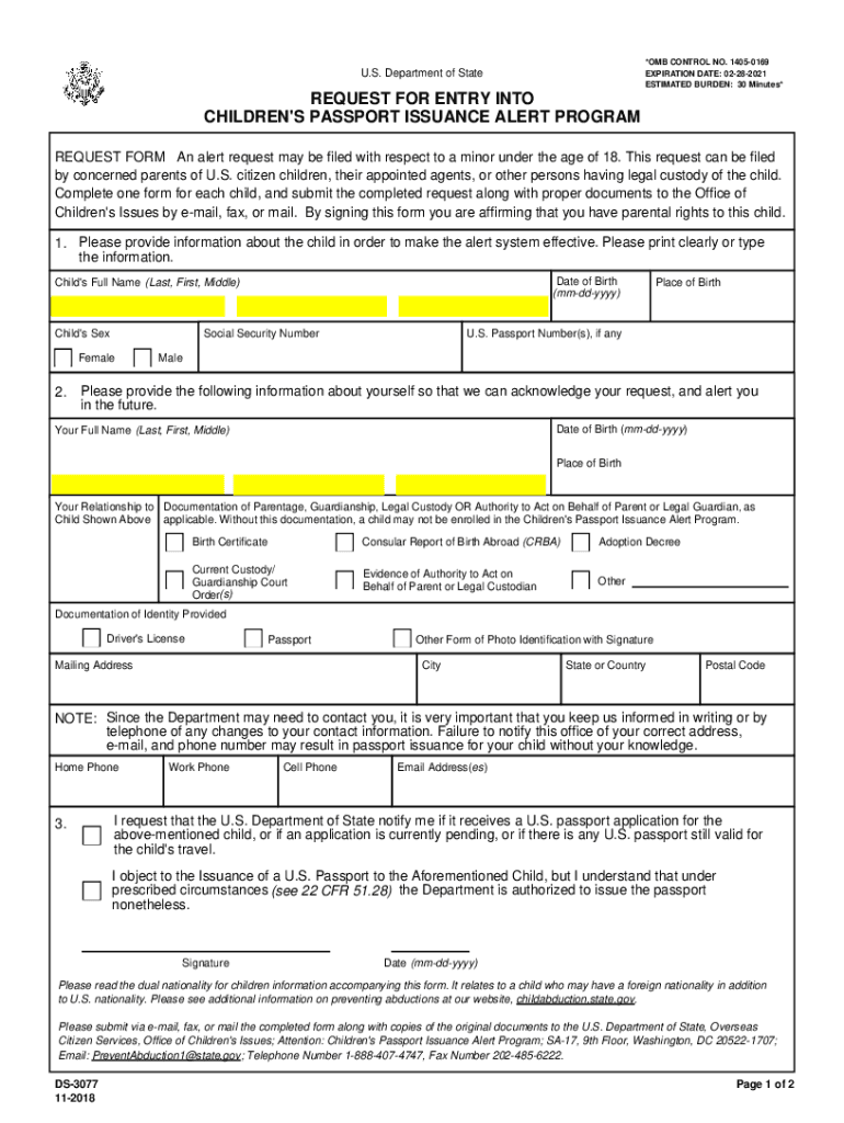 Passport Issuance Alert  Form