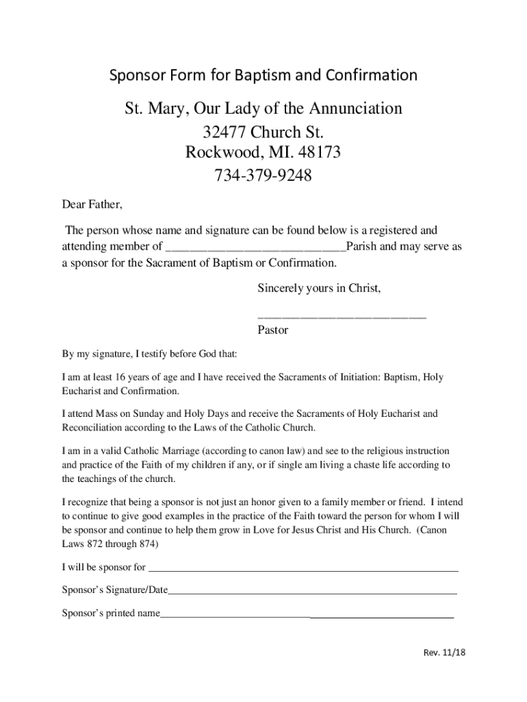  St Mary, Our Lady of the Annunciation Parish Home 2018-2024