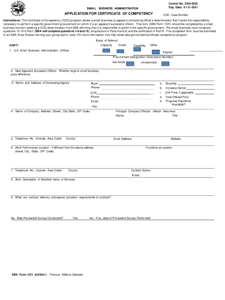 Get and Sign APPLICATION for CERTIFICATE of COMPETENCY Small  Form