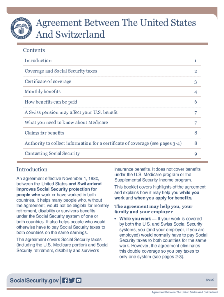 Agreement between the United States and Switzerland International Agreement  Form