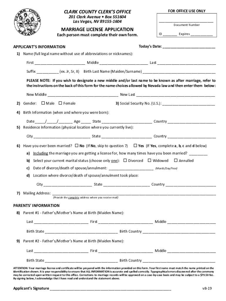 Office of the County Clerk  Form