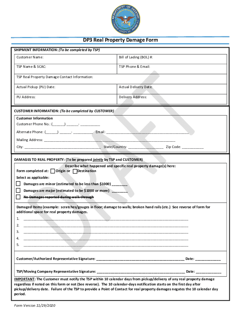 Dp3 Real Property Damage Form