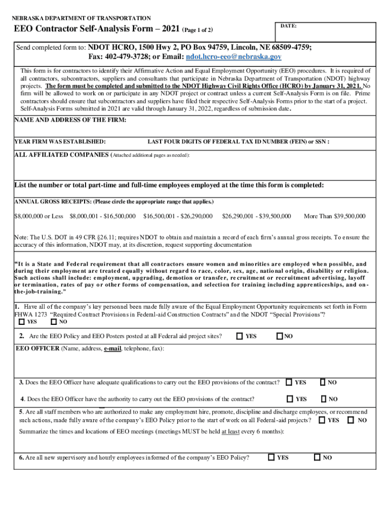  NE EEO Contractor Self Analysis 2021