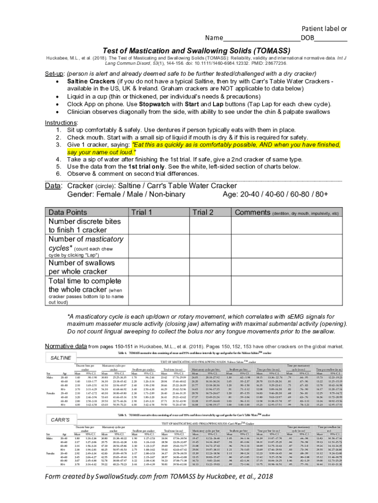 Test of Mastication and Swallowing Solids TOMASS Form DOCX