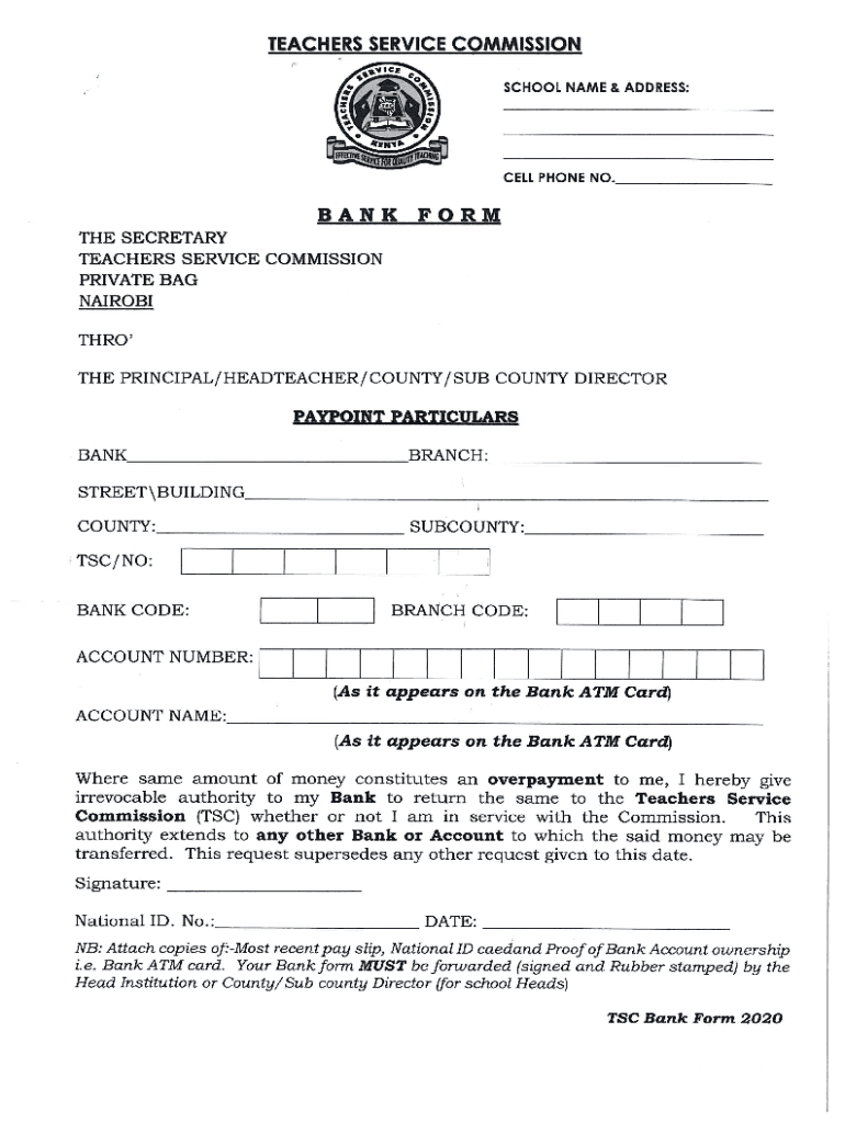 Bank Plate  Form